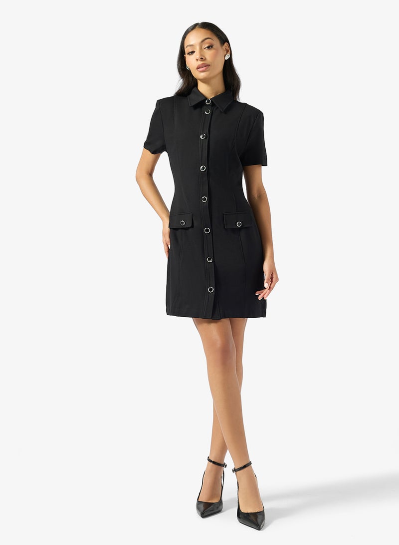 GUESS Olga Chemisier Buttoned Mini Dress - Image 1